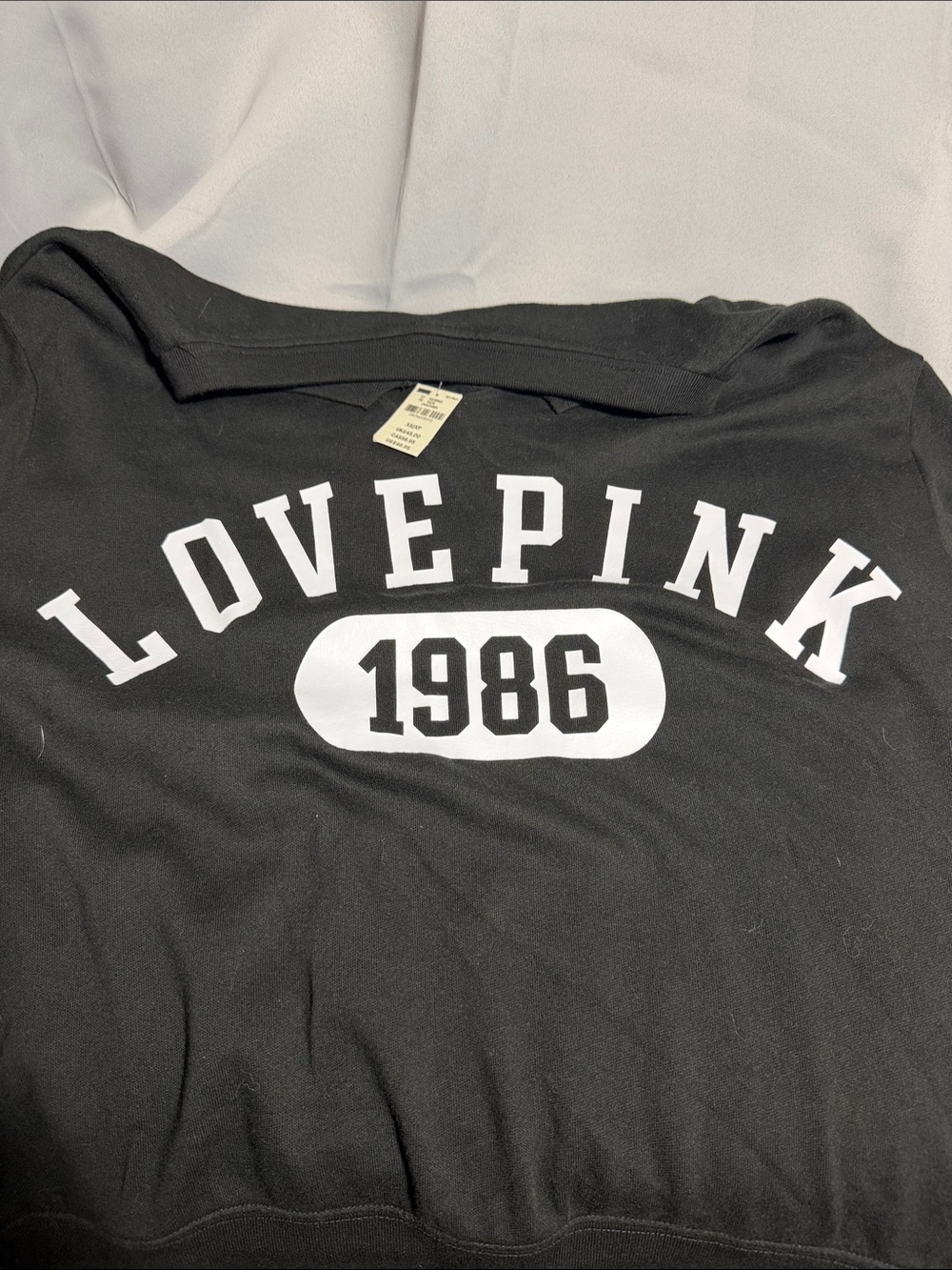 PINK Victoria's Secret Black Sweatshirt with White Block Lettering